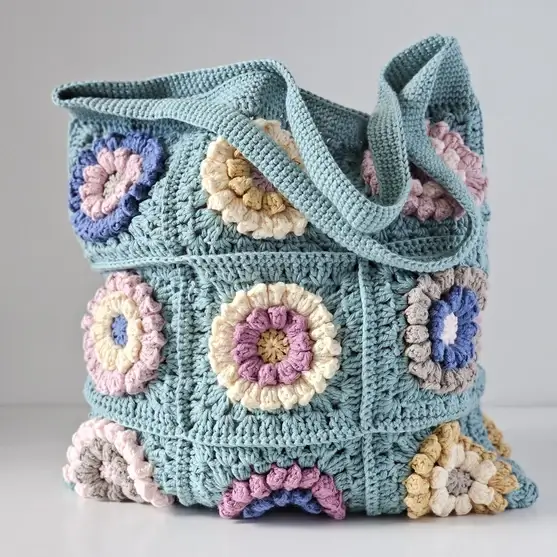 Crochet Tote Bag free pdf:Floral Granny Square Project